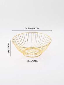 1个豪华水果篮，圆形镂空大容量设计，快速排水，现代创意装饰，适用于客厅茶几，耐用家居饰品零食托盘 - 彩色 - 查看 11