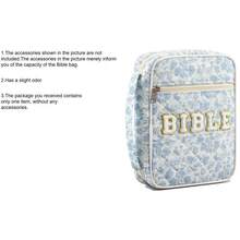 女士圣经封套，大号圣经封套，带耐用提手，绗缝圣经手提袋，适合女孩圣经学习用品（仅含包，不含笔、笔记本和便签纸）