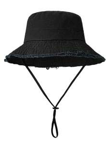 1pc Women's Drawstring Brim Bucket Hat, Outdoor Bucket Hat With Adjustable Chin Rope Frayed Design Bucket Hat ,Soft Fabric, Windproof, Fashionable, Suitable Travel Beach Seaside Leisure Vacation Daily Use - Multicolor - View 12