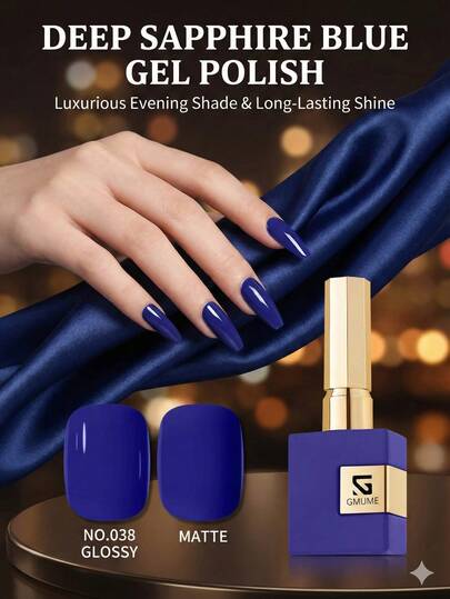 16ml Esmalte de uñas en gel azul real, color eléctrico brillante cobalto para diseños de uñas de verano, fiestas en la playa y 4 de julio. Sistema de 3 pasos de barniz en gel UV LED de alto brillo que se retira con remojo.