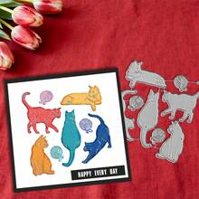 创意猫咪模具，DIY剪贴簿相册和压花模板，贺卡制作工具，卡片纸切割工艺品，礼品卡制作模板模切。 - 銀色 - 查看 5