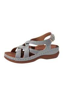 1 Pair Girls' Thick Sole Wedge Fashionable Sandals, PU Material Super Light Weight, Rivet Decor, Suitable For Summer