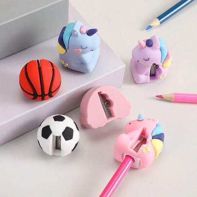 1pc Mini Unicorn Shaped Creative Football Pencil Sharpener - Stationery Item - Durable Plastic For School & Office Use, Suitable For Students, Teachers - Fun Desktop Decor And Functional Stationery, School Pencil Sharpener, School Supplies