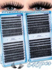 570/632/300pcs False Eyelashes Set, High Capacity, 30D+40D+50D+60D+80D+100D D-Curl Lashes, 8-16mm, DIY Fake Lashes, Natural & Thick, Delicate & Lightweight, Super Soft, Reusable, Individual Cluster Lashes, Eyelash Extension Kit, Suitable For Travel, Daily Wear (Beginner Friendly), Wedding, Date, Party, Holiday, Also Great As Christmas/Halloween/Gift Lashes Set