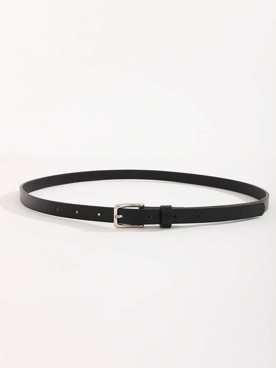 1pc Women Square Buckle Belt & Punch Tool Summer, School Fall, Autumn, Halloween,Belts For Women,Needle Buckle Women's Belt ,Decoration Jeans With Skirt Pants Belt ,Thin Minimalist Belt ,Classic, Fashionable, Simple, Casual Dress, Versatile Jeans Strap, Suitable For Daily Office And Commuting Wear, Women's PU Leather Belt - 彩色 - 查看 1