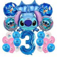 Hasbro Bộ 26 cái/6 cái bóng bay số chủ đề Lilo & Stitch, bao gồm bóng bay số kim loại màu xanh 1-9 và một bóng bay kim loại hình Stitch, hoàn hảo cho tiệc sinh nhật và các buổi tụ tập theo chủ đề - Nhiều màu - Xem 4