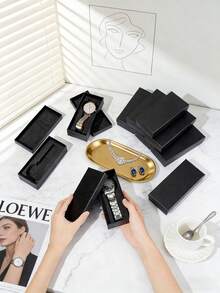 12/1 件装手表礼盒，手表收纳盒，旅行手表收纳盒，长方形珠宝展示盒，黑色长方形手表盒带海绵内衬 - 手表、戒指和耳环的完美礼物和装饰品 - 男女皆宜的优雅收纳方案，圣诞节和情人节礼物 - 彩色 - 查看 2