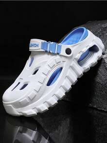 Men's Thick Sole Elevated Non-Slip Durable Low-Top Round Toe Backstrap Dual-Use Comfortable Slip-On Sandals, Summer 2026 New EVA One-Piece Breathable Hollow Bathroom Slippers - White Orchid - View 2