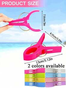 Plastic Beach Towel Clips, Clothesline Clips, Windproof Clothesline Clips, Large Cute Windproof Clothesline Clips, Plastic Blanket Clips. Use These Bright And Durable Beach Towel Clips To Secure Your Beach Towels! Windproof Seamless Bedsheet And Sock Clips Suitable For Home And Travel Use. - Multicolor - View 2