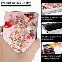 Stainless Steel RFID Blocking Metal I LOVE YOU Pattern Wallet For Men Stylish Black Metallic Card Holder With Multi Compartment Design Perfect Fathers Day Gift Polished Finish Silvery Tone Women Metal Card Case Valentine's Day Gift,The Best Choice To Give To Your Significant Other On Valentine's Day - Multicolor - View 9