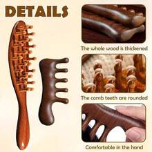 GEDEUBAN Loc Comb &Amp; Brush Set, Wooden Loc Brush Dreads, Comfortable Massage Scalp Brush Microlocs - 杏色 - 查看 6