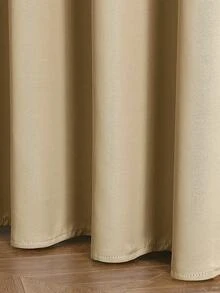 1pc Solid Color Polyester Curtain, Blackout Curtain To Darken Room During Power Outage, Heat Insulating Curtain For Kitchen, Dining Room, Living Room, Bedroom - Khaki - View 8