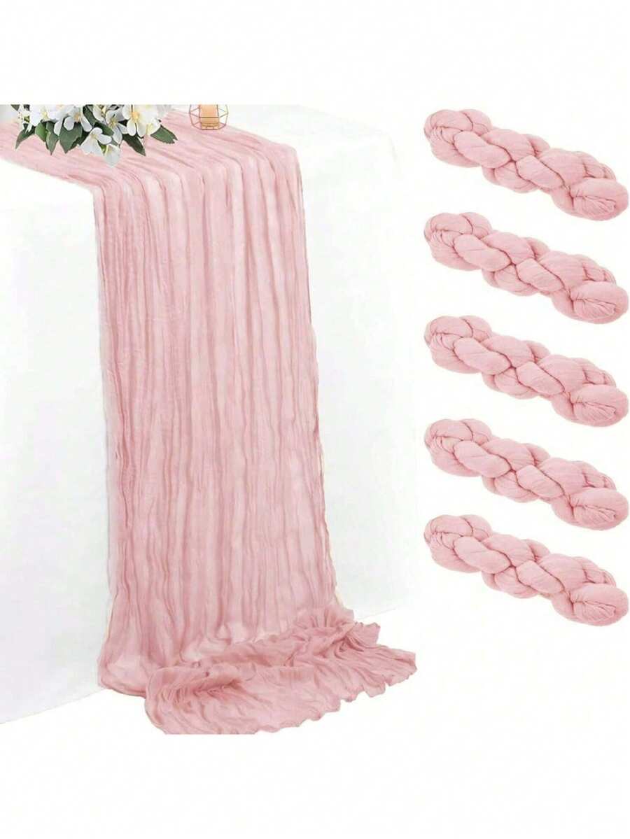 Solid Color Table Runner, Minimalist Polyester Tablecloth Decor, Suitable For Dining Table - Retro Pink - View 1