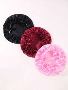 3pcs/Set Single-Sided Mulberry Silk Sleep Cap, Satin Sleep Hat, Adjustable Silk Sleep Cap, Satin Sleep Hat - Multicolor - View 5