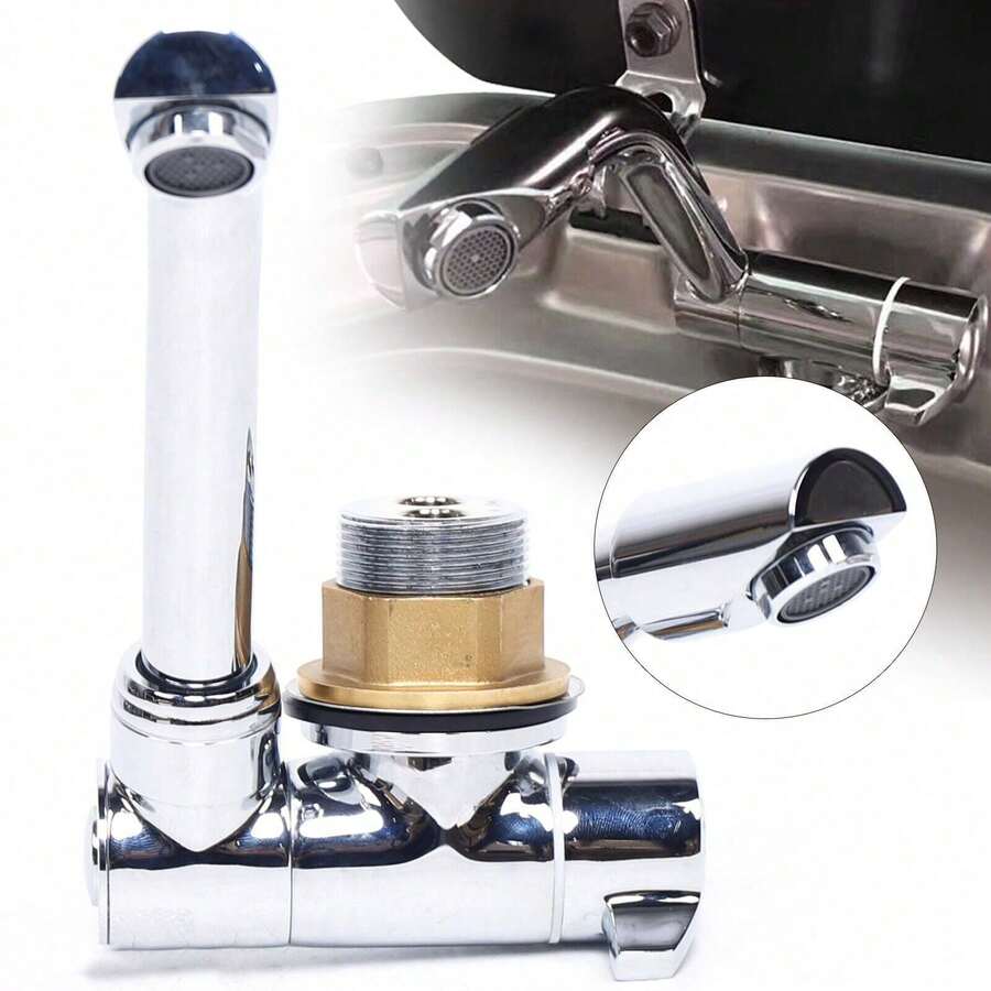 Grifo de campamento de Autocaravana de nuevo barco, grifo de cocina plegable caliente y caliente, cobre - Plateado - Ver 1