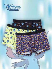 3PCS Disney, Cartoon Graffiti Print Men's Lingerie, Elasticated Waistband Men's Boxer Briefs - Multicolor - View 1