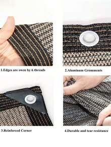 穿孔遮阳网布，户外遮阳布 - 耐用、防撕裂、易于安装、防紫外线咖啡色高密度聚乙烯遮阳布，遮阳篷遮阳网布隐私屏风，适用于户外露台花园凉亭、宠物屋、植物 - 提供出色的遮荫、遮光和隐私保护，带包边和孔眼 - 彩色 - 查看 10