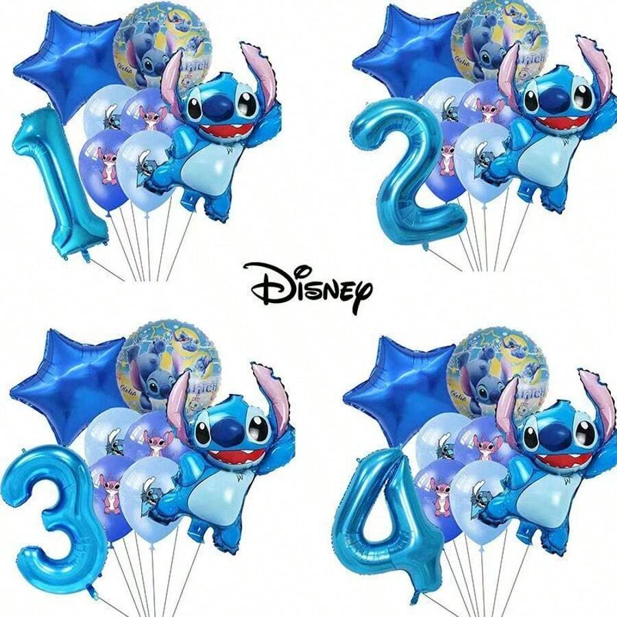 8入 Lilo & Stitch 數位氣球套組,純藍色調清新舒暢,適合生日派對與主題聚會 - 彩色 - 查看 1
