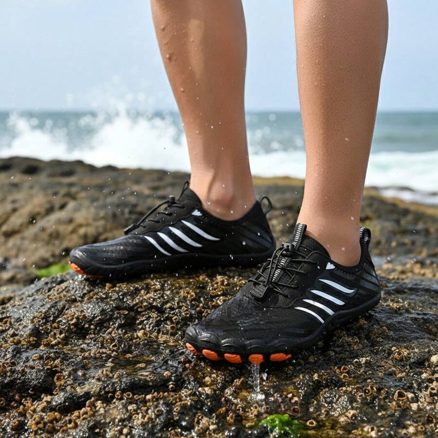 Mens Water Shoes Non-Slip Aqua Shoes Light Weight Beach Barefoot Shoes Sport Shoes Sneakers For Hiking Swim Walking - màu đen - Xem 1