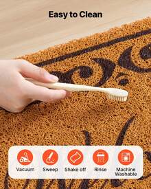 Durable Door Mat, Welcome Doormat For Outdoor Entrance, 29.5" X 17" All-Weather Faux Coir Entryway Mat With Non-Slip Backing, Low-Profile & Easy-To-Clean Front Door Mats For Garage, Backyard, Retroism Patio, Pet Friendly Mats, Odorless - Default - 查看 7