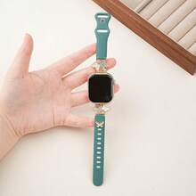 1pc Women's Butterfly Pattern Rhinestone Metal Splice Silicone Watch Band, Compatible With Apple Watch 38/40/41/42/44/45/46/49mm Models, Also Compatible With Apple Watch S10/11/9/8/7/6/5/4/3/2/1 And SE Series, Fashionable Casual Design, Soft Material - Multicolor - View 16