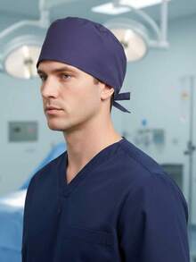 1pc Solid Color Men's Work Cap/Beauty Care Cap, All Season - Multicolor - View 2