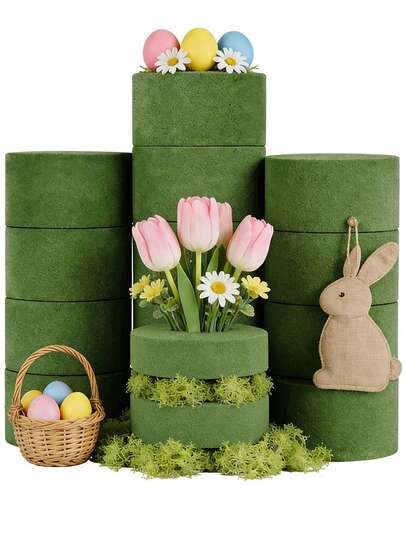 Green Wet Dry Floral Foam Bricks, Round Floral Foam, Green Floral Foam, DIY Floral Supplies, Wet Floral Foam Floral Supplies, Wet Floral Foam Round Floral Set, Suitable For Wedding Aisle Fresh Flowers, Artificial Flowers, Handicrafts, Florals, Art Decor