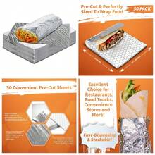 50 Pack Aluminum Foil Sandwich Wrapping Paper Sheets 14 X 10.3 Inch Heavy Duty Insulation Foil Wrap For Food Storage Grilling BBQ Picnic Lunches Burritos Wraps And Leftovers Keep Warm Or Cold - 1 - View 2