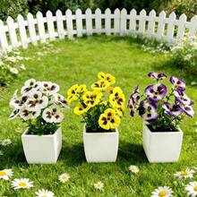 3 أصص نباتات زهور الأقحوان الاصطناعية، مناسبة لديكور الحديقة والغرفة المعيشية وطاولة الطعام والمكتب والمطبخ، مثالية للأعراس وعيد الحب والاحتفال بالمنزل الجديد وعيد الأم وعيد الفصح، نباتات زهرية في أصص للربيع والصيف - متعدد الألوان - مشاهدة 8