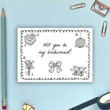 你愿意做我的伴娘吗？简约优雅的伴娘邀请卡，送给最好的朋友 - 彩色 - 查看 4