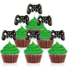 Game Console, Headphone, Controller, Building Blocks, Cupcake Toppers Decorations, Game Upgrade Cupcake Decorations, Video Game Theme Birthday Party Cake Decorations - Multicolor - View 6