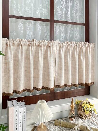 1pc Floral Pattern Curtain, French Style Floral & Ditsy Romantic Curtain & Drape, Suitable For Living Room, Kitchen, Bedroom