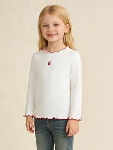 Balabala 2-6 Years Girls' Soft Cotton Long Sleeve T-Shirt, Cute Pattern, Spring/Autumn - Off-white - View 6