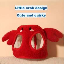 Arnés para mascotas con forma de cangrejo, adecuado para gatos y perros pequeños, con forro grueso, cálido y lindo. Adopta un diseño de hebilla trasera, fácil de poner y quitar, se ajusta a perros y gatos pequeños y medianos. Chaleco suave y cálido anti-escape con interfaz de sujeción de correa. - Rojo - Ver 14