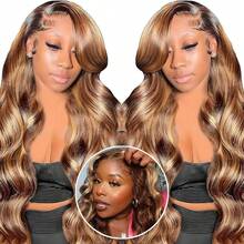 20 Inch Highlight Ombre Lace Front Wig Body Wave Lace Front Wigs Human Blended Hair 200 Density 13X4 13X6 5X5 Hd Transparent Front Wigs Human Blended Hair Pre Plucked Virgin Hair Glueless Wigs Body Wave Wigs For Women Natural Black 8Inch-34Inch Blended Hair - S4/27 - View 9