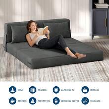 Sofá Cama Plegable Grande de Pana Multifunción se Convierte en Cama Individual o Sillón Cama Futón para Espacios Pequeños - Gris Oscuro - Ver 10