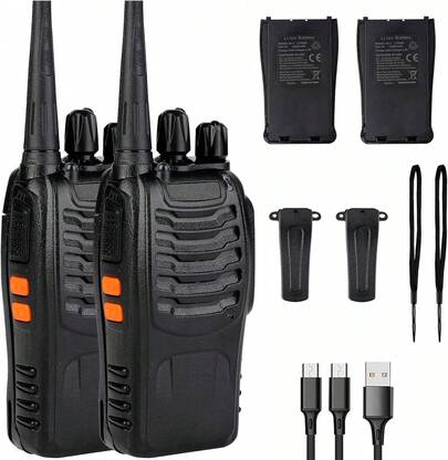 Radios de Comunicación Inalámbricos,Radio de Largo Alcance para Adultos Walkie Talkie, Walkie Talkies con Baterias Recargables y USB, Intercomunicador Profesional Impermeable con Led
