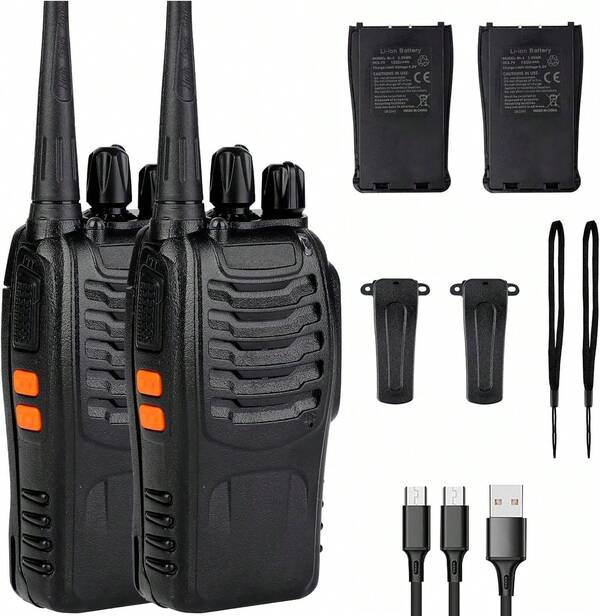 Radios de Comunicación Inalámbricos,Radio de Largo Alcance para Adultos Walkie Talkie, Walkie Talkies con Baterias Recargables y USB, Intercomunicador Profesional Impermeable con Led