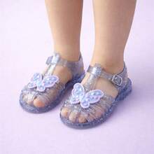 Girls' Butterfly Glitter Glamour Sandals - Silver - View 1