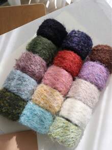 Loop Yarn Handmade DIY Yarn Ball, Soft Skin-Friendly Yarn, Used For Knitting And Crocheting Bags, Scarves, Sweaters, Hats, Handmade Brooches And Other Items, 50g/ Roll. Explain - Multicolor - View 10