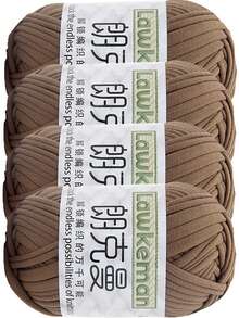 Lawkeman 4卷/400克高品质涤纶钩编/编织纱线，每卷30米 - 非常适合DIY项目，例如T恤、拖鞋、篮子、布条、手工包、玩具、鞋子、地毯、收纳篮等等。 - 彩色 - 查看 36