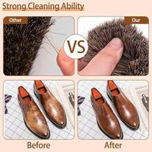 2 Pcs Shoe Brush, Boot Brush, Horsehair Brush Shoe Kit Shoe Cleaning Brush Polish Brush Shoe Cleaner Brush Leather Cleaning Brush Shoe Shine Brush Horsehair Shoe Brush Dauber Applicators Leather - 2Pcs Style a - View 3