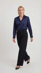 Classic Wide-Leg And Elegant Black Trousers - Black - View 1