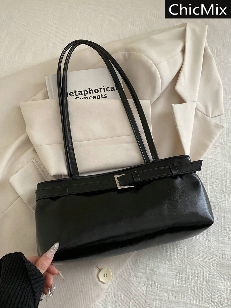 新款秋冬时尚简约风格个性单肩包，优雅多功能皮带扣设计女士手提包，适合购物、钱包、休闲购物，适合年轻女性、大学生、白领等。也适合办公室、学校、工作、商务、通勤、户外活动、旅行、外出等各种场合。