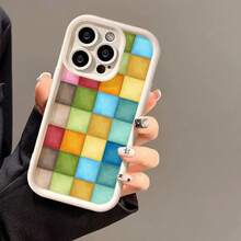 Spliced Colorful Blocks Compatible With IPhone 16 Pro Max Apple 15 Phone Case 14 New Model 13 Full Coverage 12/11 - 白色 - 查看 3