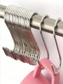 Stainless Steel S-Shaped Hanging Hook, Wall-Mounted Coat & Hat Storage Hook, Closet Kitchen Bathroom Drill-Free Metal Hanger - Multicolor - View 4