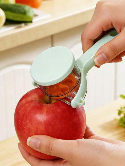 1pc Peeler With Bucket Storage, Multi-Function Fruit & Vegetable Peeler Suitable For Dorm, Home, Kitchen.