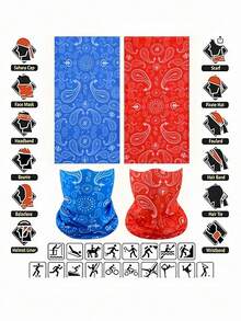 5pcs Crocodile Face Mask Outdoor Neck Gaiter Headband Bandana Buffs Multifunctional Headwear Sweatband, Large Handkerchief, Neck Tie, Headscarf, Balaclava Neck Warmer - Multicolor - View 3