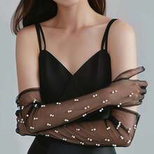 1 Pair Women's Pearl Sheer Elegant Party Dress Long Gloves - Multicolor - View 3