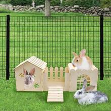 Casa de escondite de madera grande para conejos, castillo de madera de múltiples cámaras para pequeños animales, casa de juegos para conejos, hábitat con túnel para conejos enanos, cobayas, chinchillas, erizos, ardillas - L - Ver 6